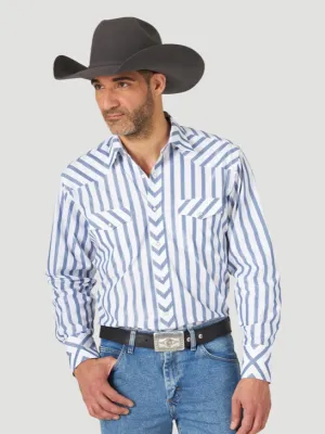 1075816BL - Wrangler Men's Silver Edition® Pearl Snap Shirt - White / Blue