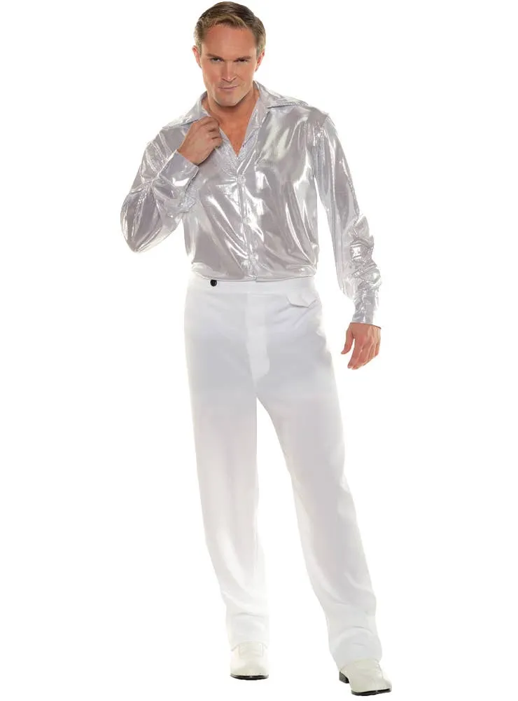 1970s Silver Disco Mens Plus Size Costume Shirt