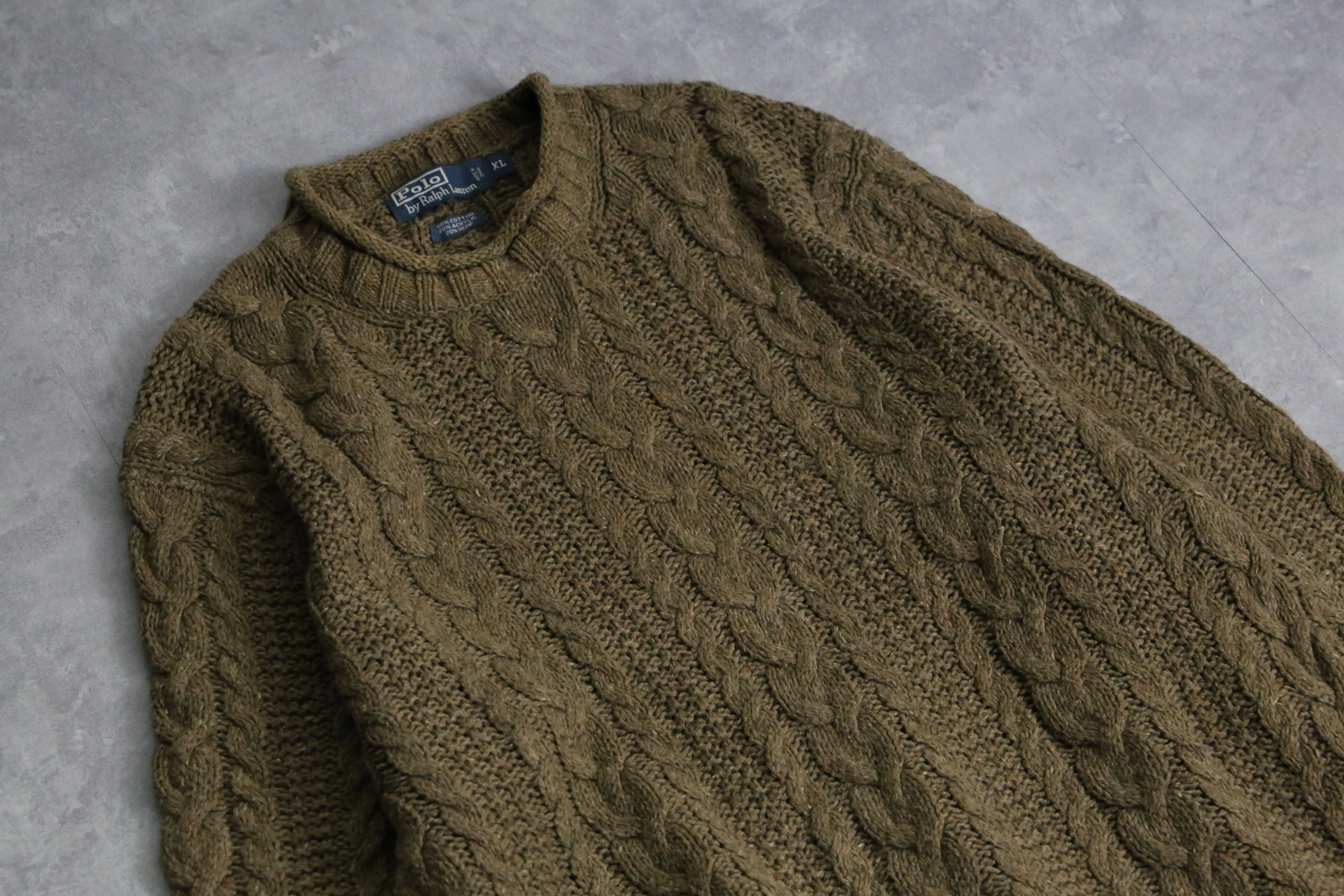 1990s Polo by RL roll neck aran sweater