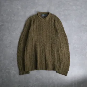 1990s Polo by RL roll neck aran sweater