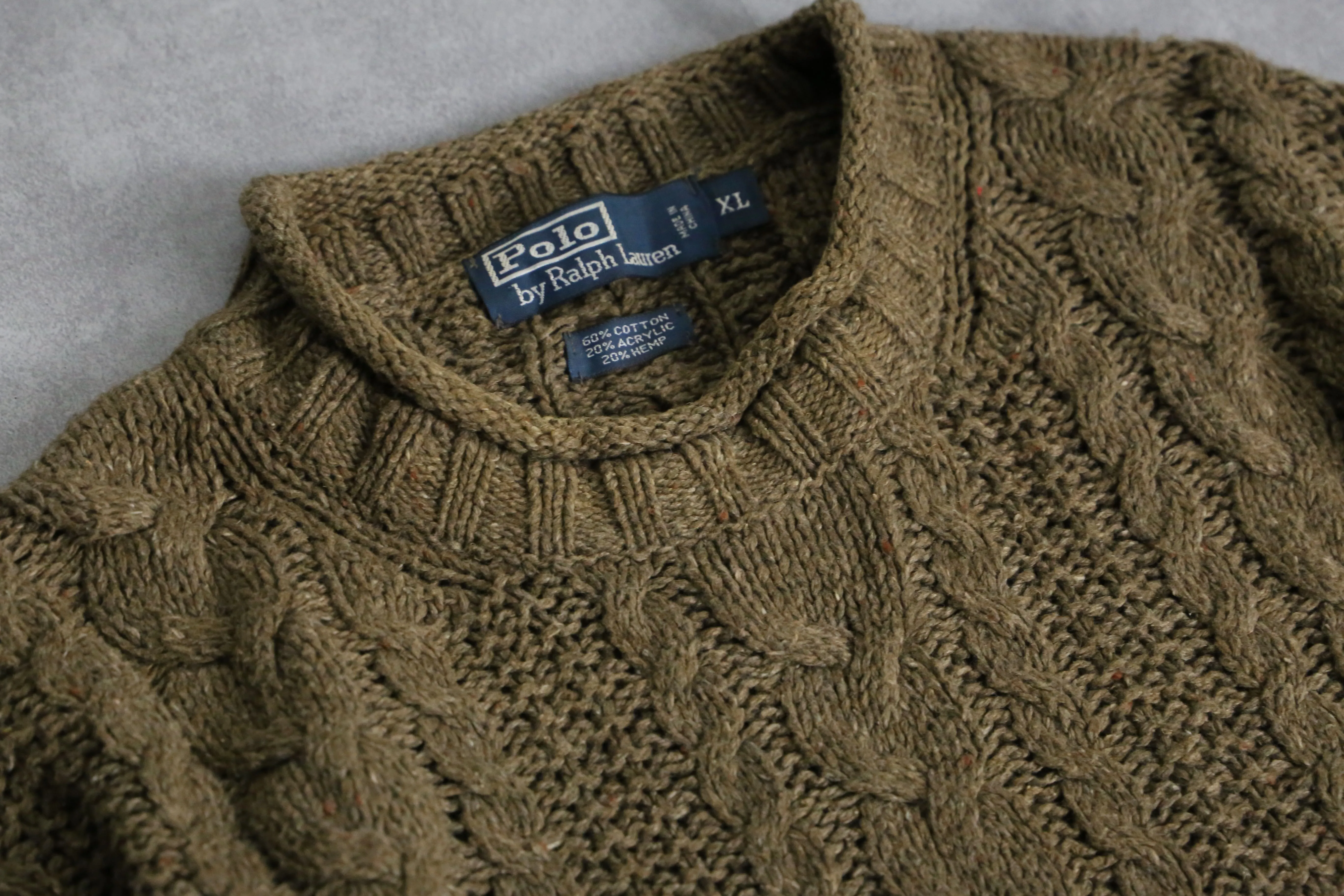 1990s Polo by RL roll neck aran sweater