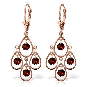 2.4 Carat 14K Solid Rose Gold Garnet Drop Earrings