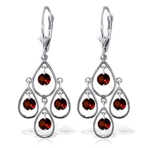 2.4 Carat 14K Solid White Gold Two Roads Meet Garnet Earrings