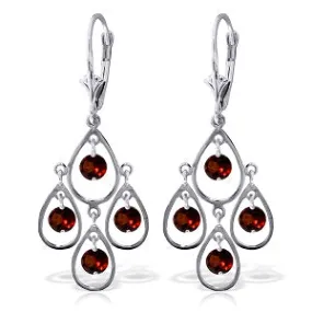 2.4 Carat 14K Solid White Gold Two Roads Meet Garnet Earrings