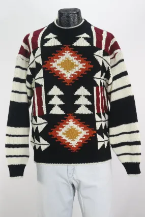 90s Botany SW Blk/White/Orng/Yllw Sweater      L