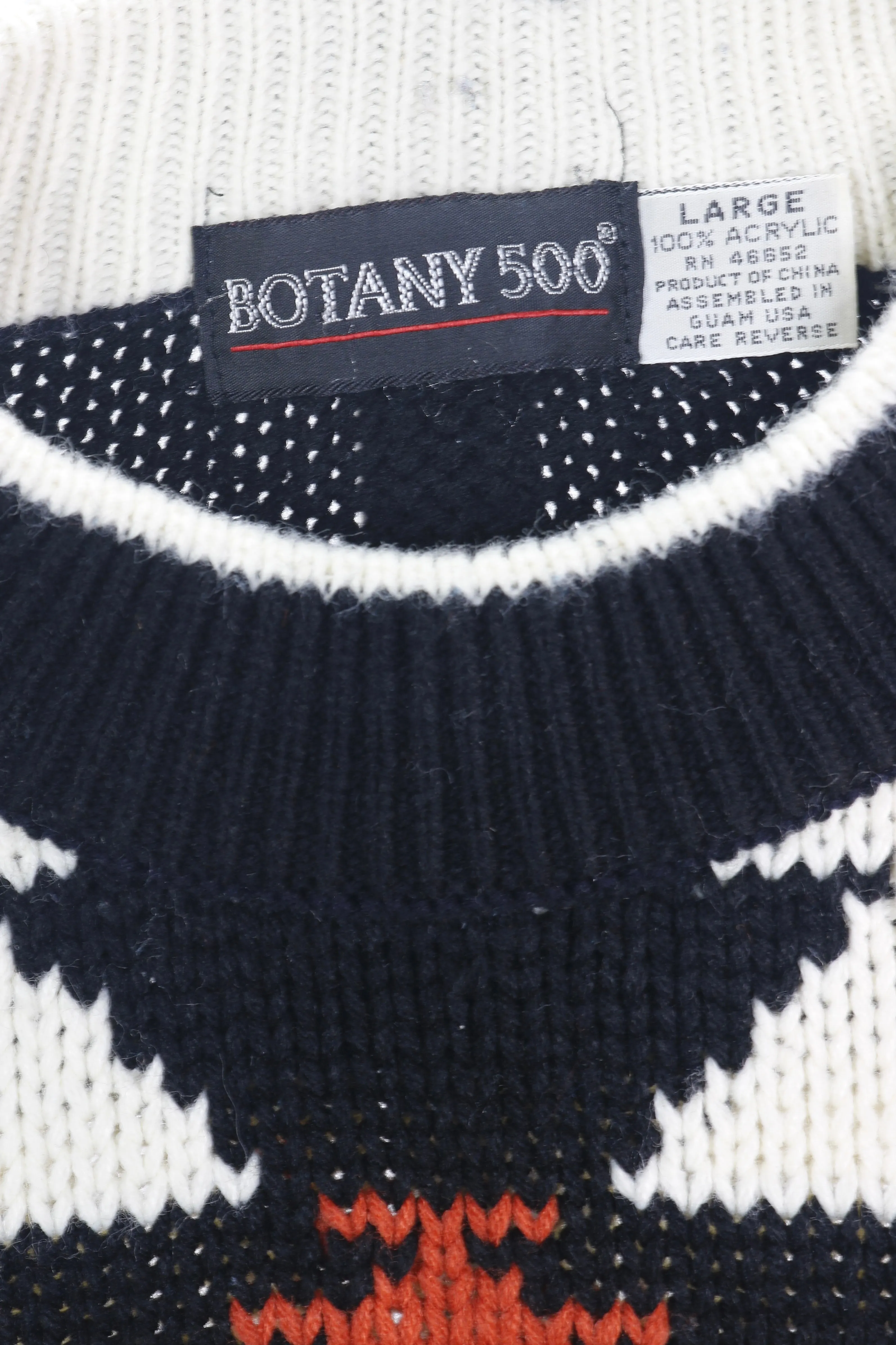 90s Botany SW Blk/White/Orng/Yllw Sweater      L