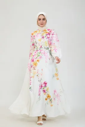 Adeela Floral Elegance Modesty Dress in Crepe Fabric