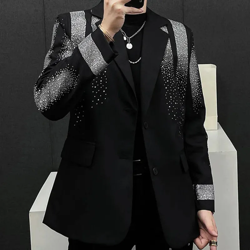 Aidase High Quality Blazer Luxury Diamond Mens Fashion Heavy Industry Hot Diamond Punk Slim Suit Jacket Men Chaquetas Hombre De Vestir