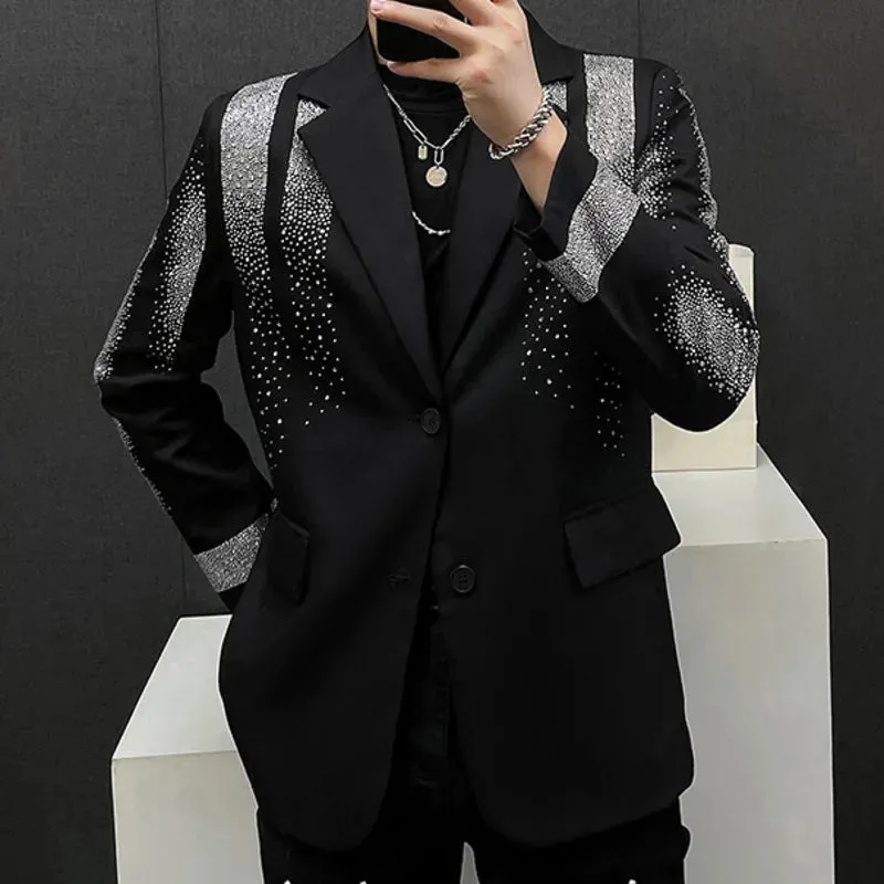 Aidase High Quality Blazer Luxury Diamond Mens Fashion Heavy Industry Hot Diamond Punk Slim Suit Jacket Men Chaquetas Hombre De Vestir