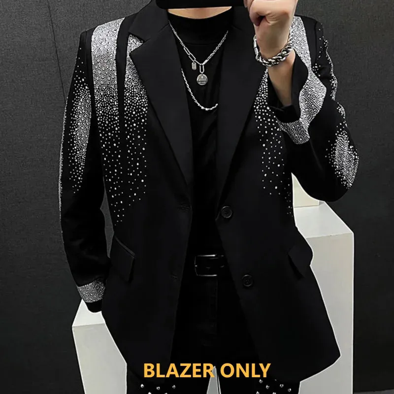 Aidase High Quality Blazer Luxury Diamond Mens Fashion Heavy Industry Hot Diamond Punk Slim Suit Jacket Men Chaquetas Hombre De Vestir