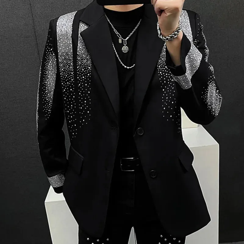 Aidase High Quality Blazer Luxury Diamond Mens Fashion Heavy Industry Hot Diamond Punk Slim Suit Jacket Men Chaquetas Hombre De Vestir