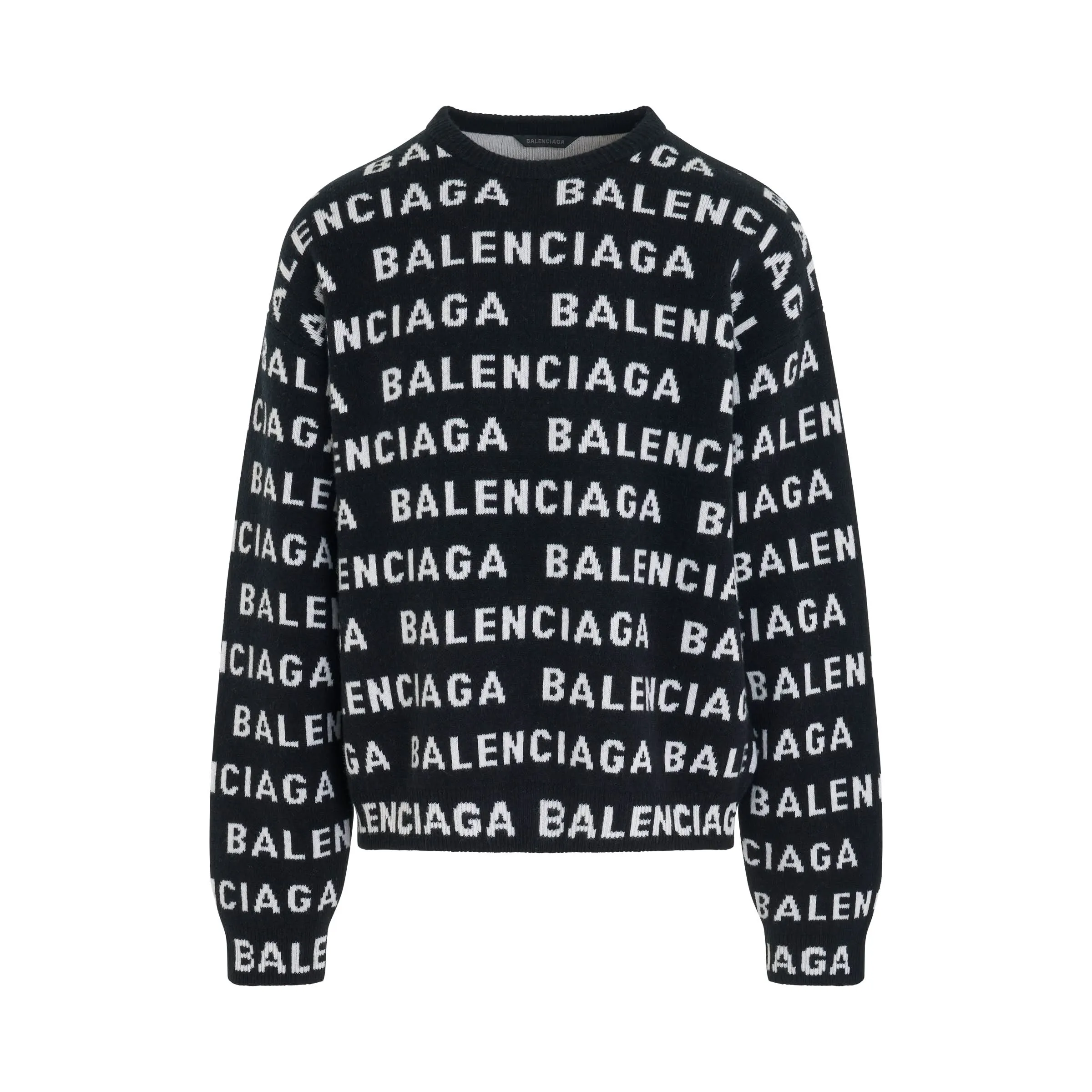 All-Over Logo Knit Sweater in Black/White