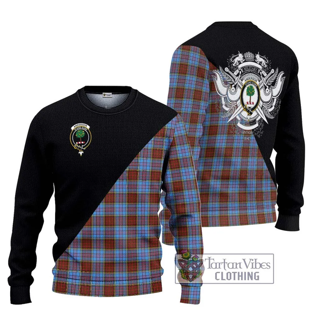 Anderson Modern Tartan Ugly Sweater with Family Crest and Military Logo Style