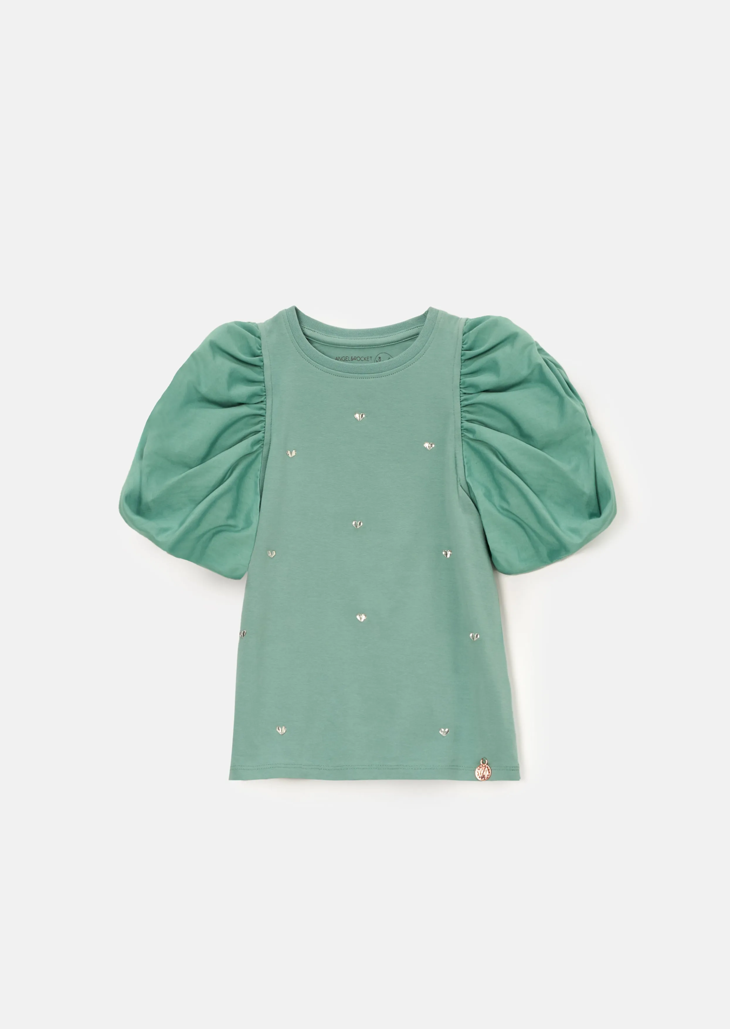 Anya Green Puff Sleeve Diamante T