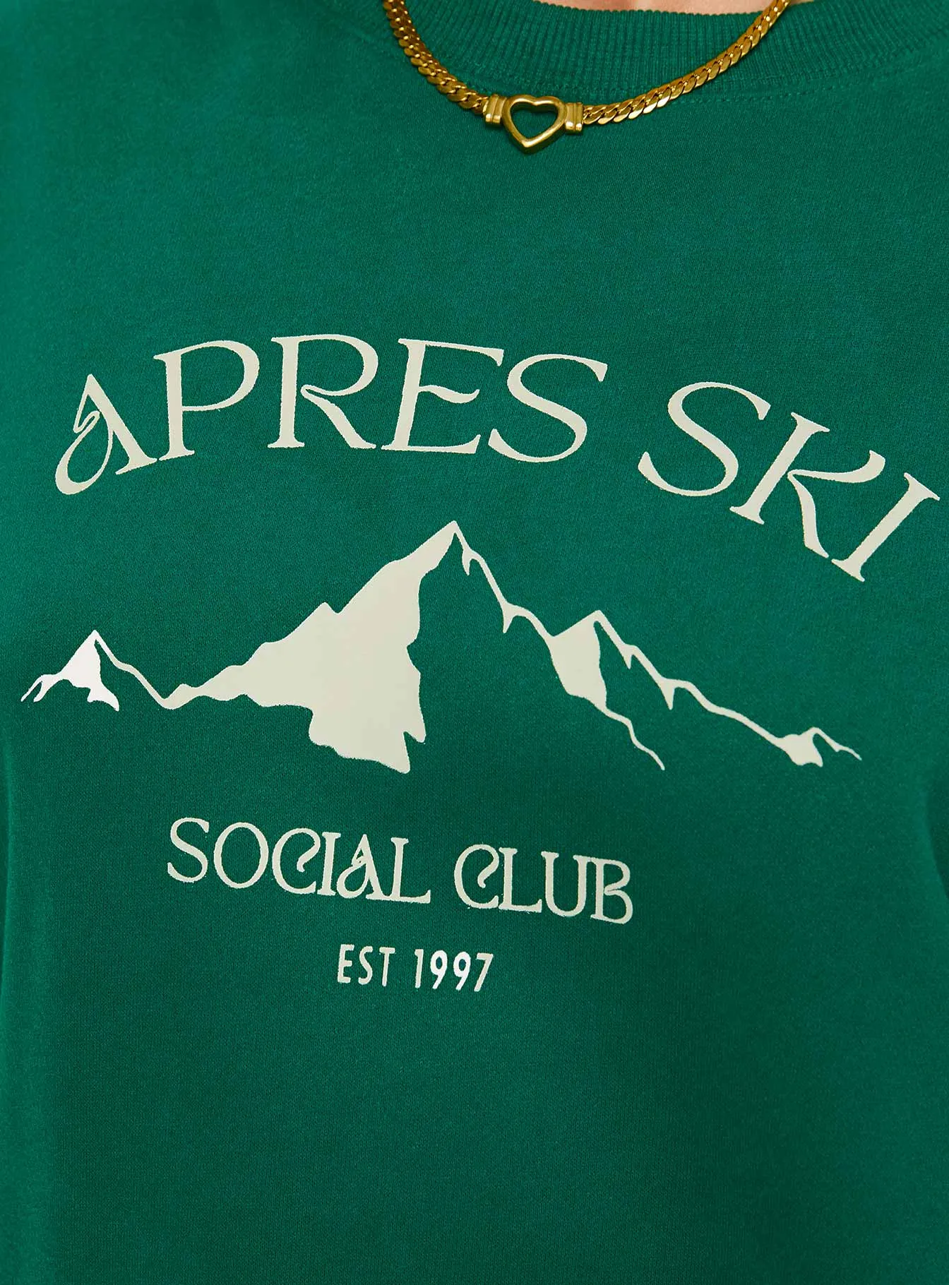 Apres Ski Crew Neck Sweatshirt Green / Cream