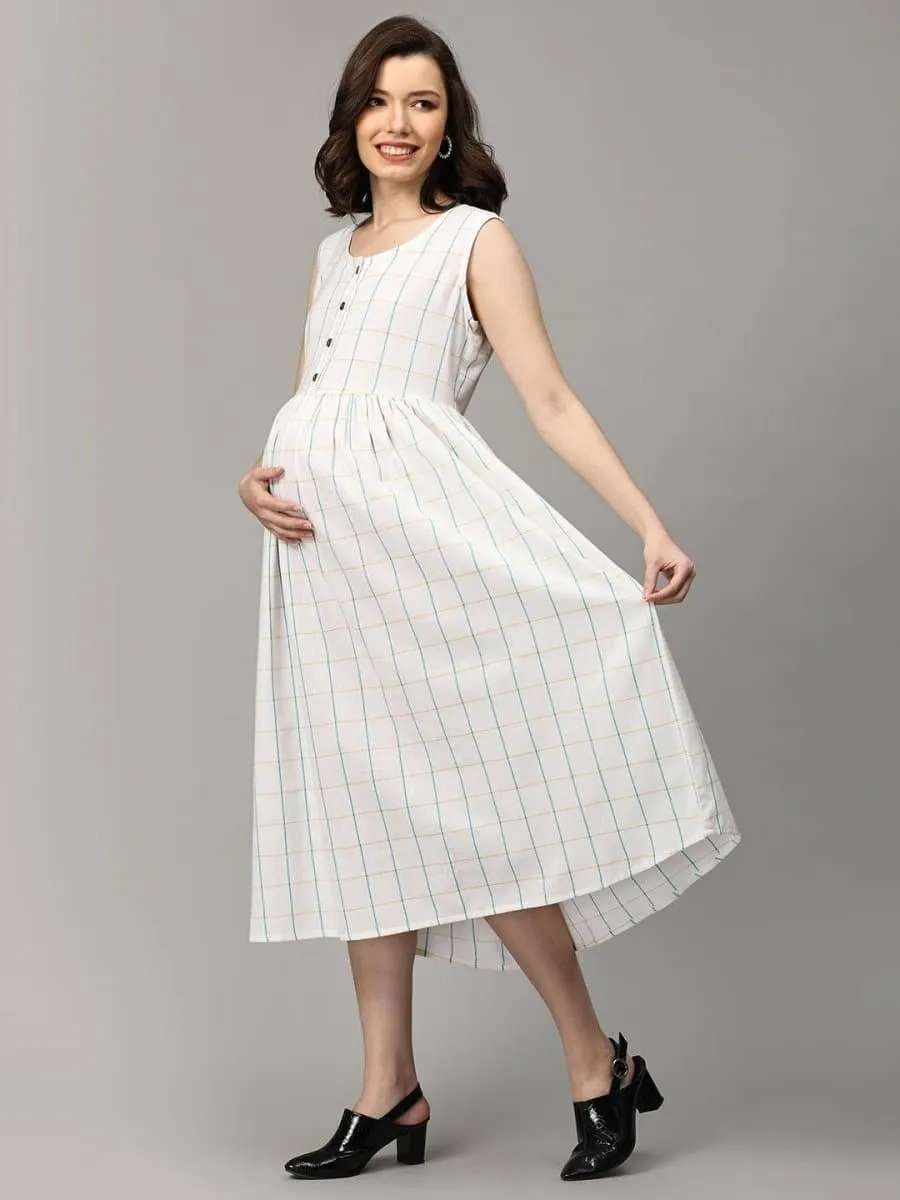 Apricot Aura Stripe Maternity and Nursing Shacket Dress