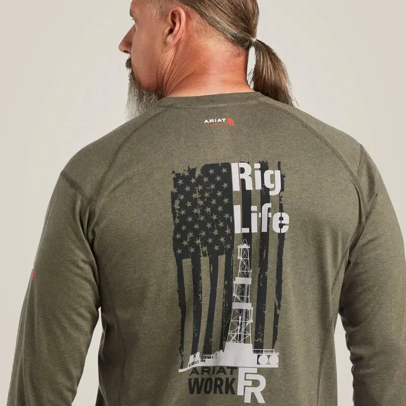 ARIAT - FR Air Rig Life Graphic T-Shirt, Sage Heather