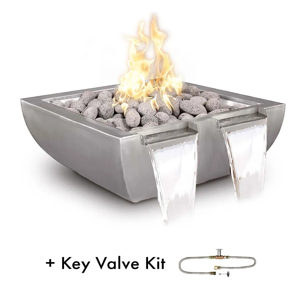 Avalon Stainless Steel Fire and Water Bowl, Twin Spill - Pool Feature