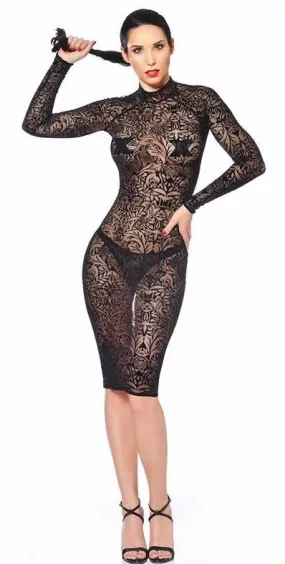 Azia Miria Baroque Floral Mesh Dress