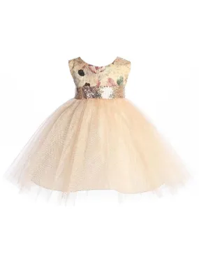 Baby Girls Blush Sequin Vintage Floral Flower Girl Dress 6-24 Months