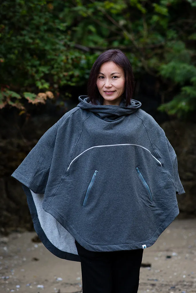 Bamboo Soft Cotton Poncho - Mixed Grey