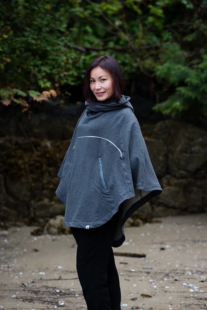 Bamboo Soft Cotton Poncho - Mixed Grey