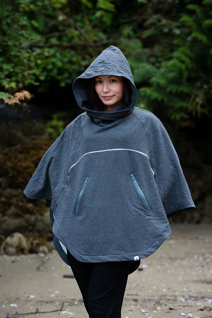 Bamboo Soft Cotton Poncho - Mixed Grey