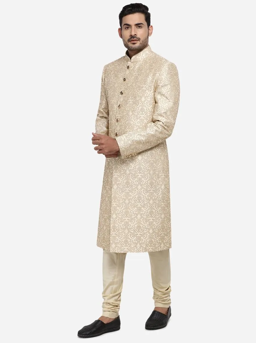 Beige & Golden Sherwani | Azania