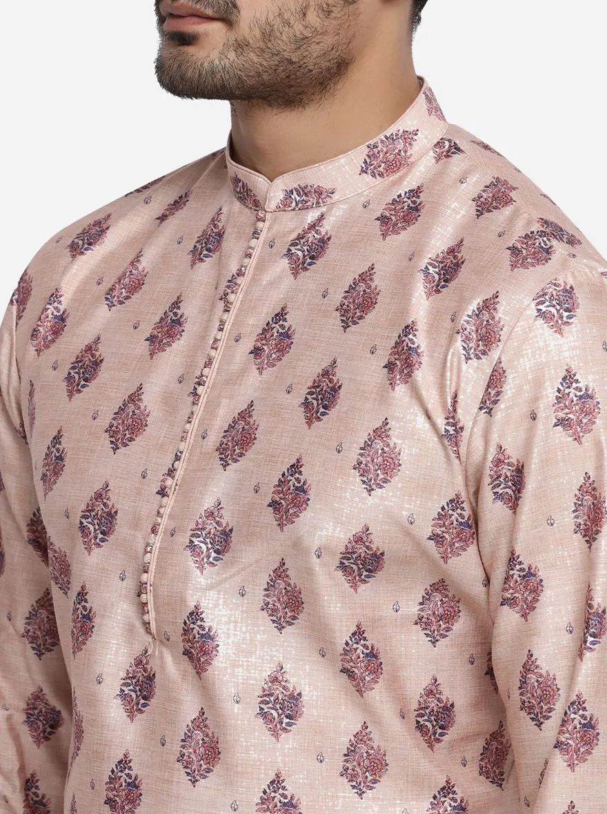 Beige & Maroon Kurta Set | Azania