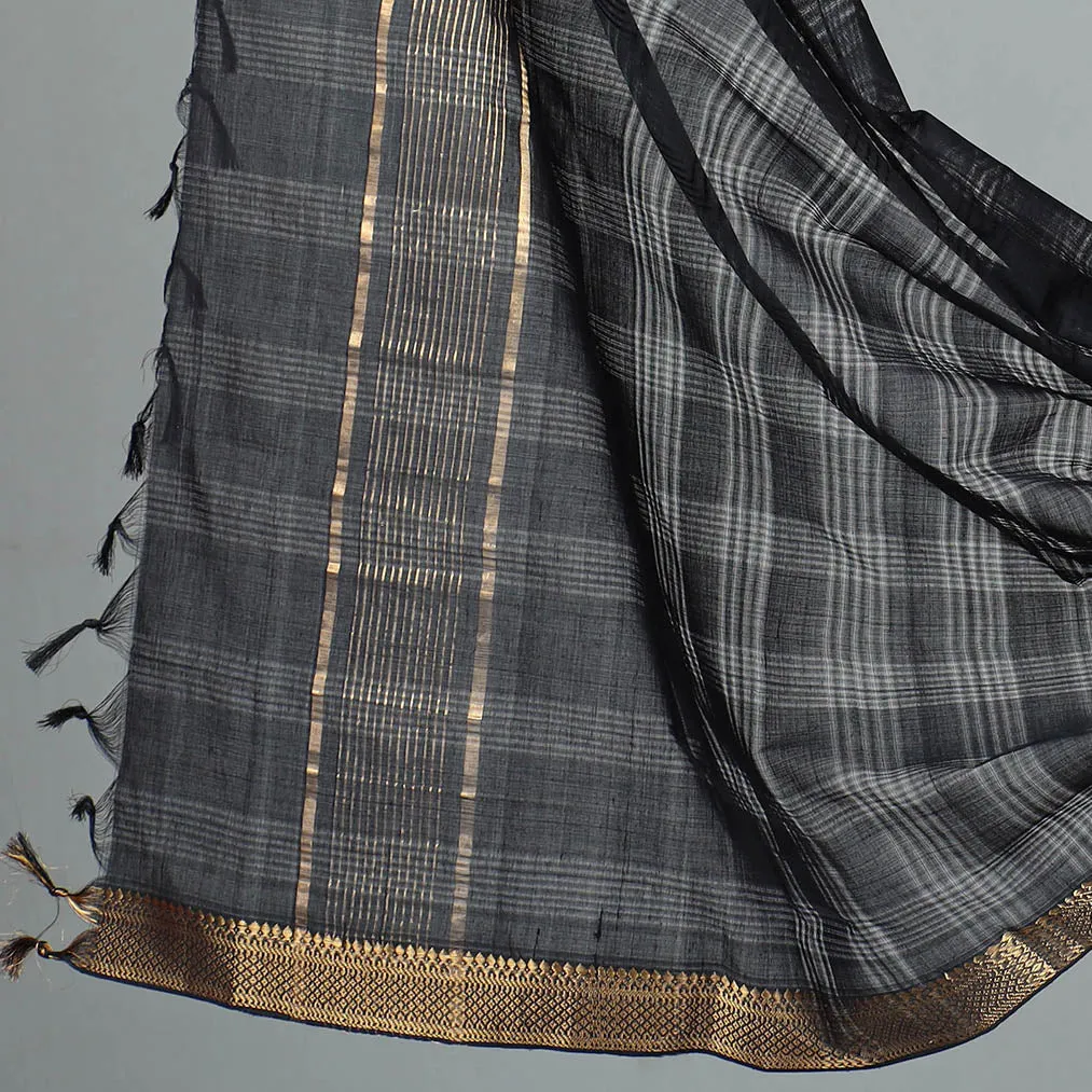 Black - 3pc Handloom Cotton Mangalagiri Dress Material 29