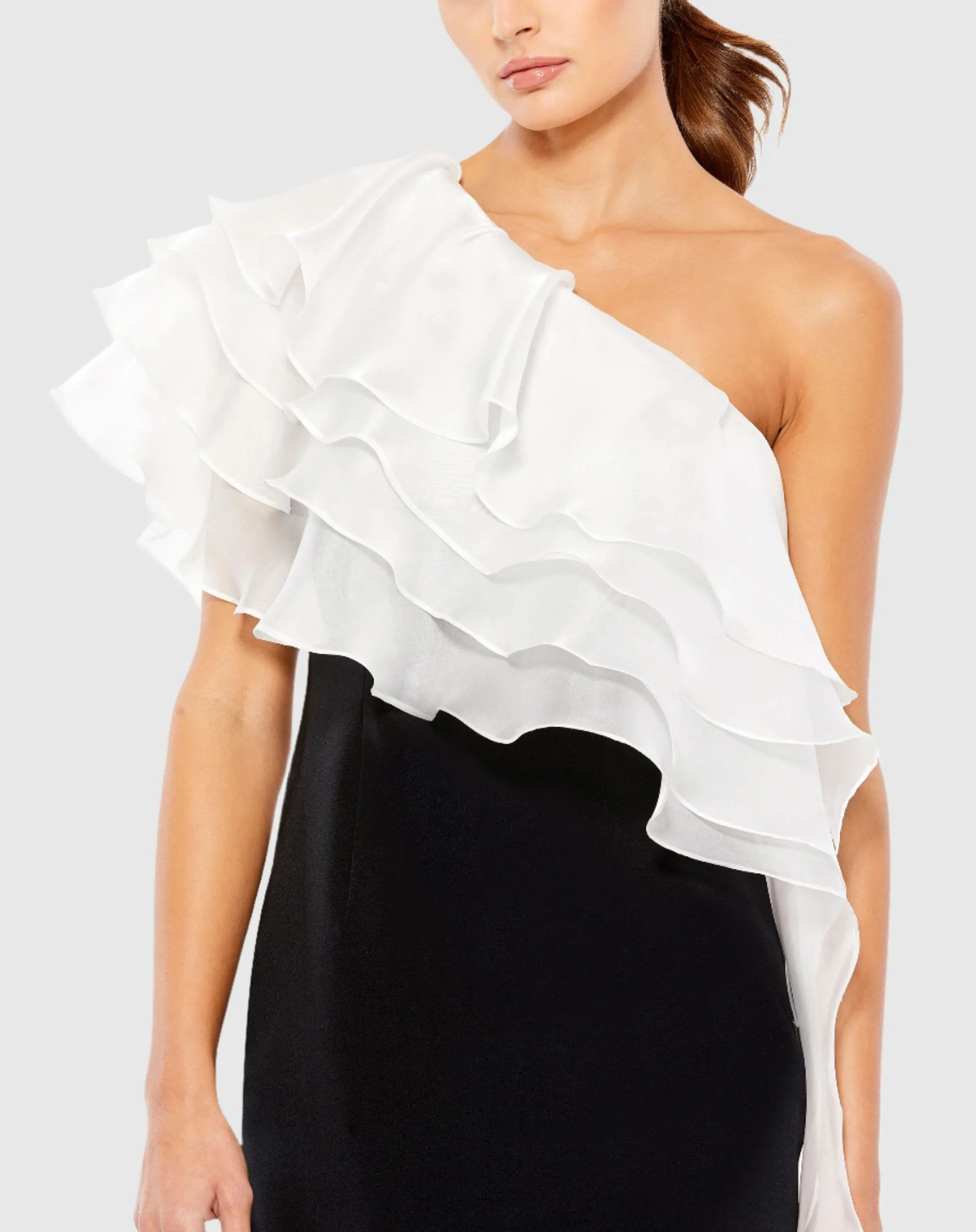 Black & White Dramatic Ruffle Cocktail Dress