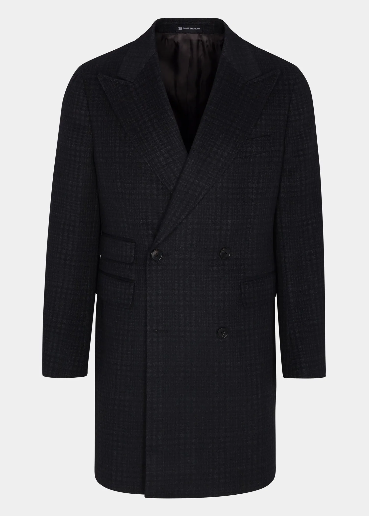 Black Grey Double Breasted Coat