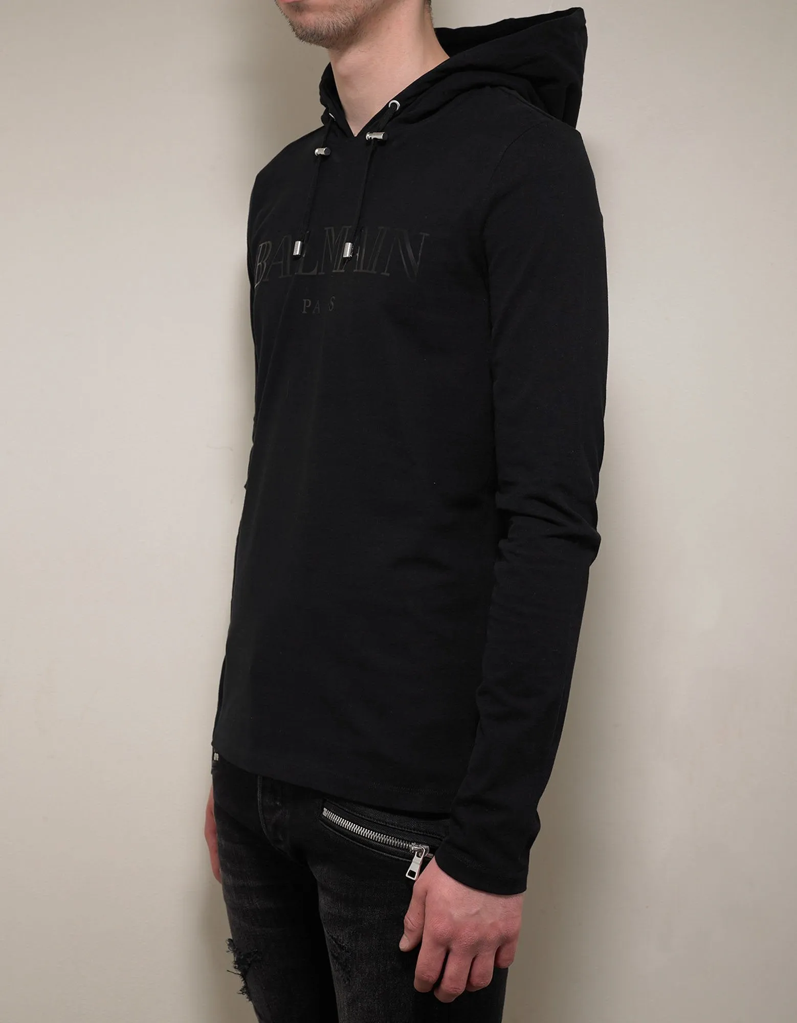 Black Logo Print Hooded T-Shirt