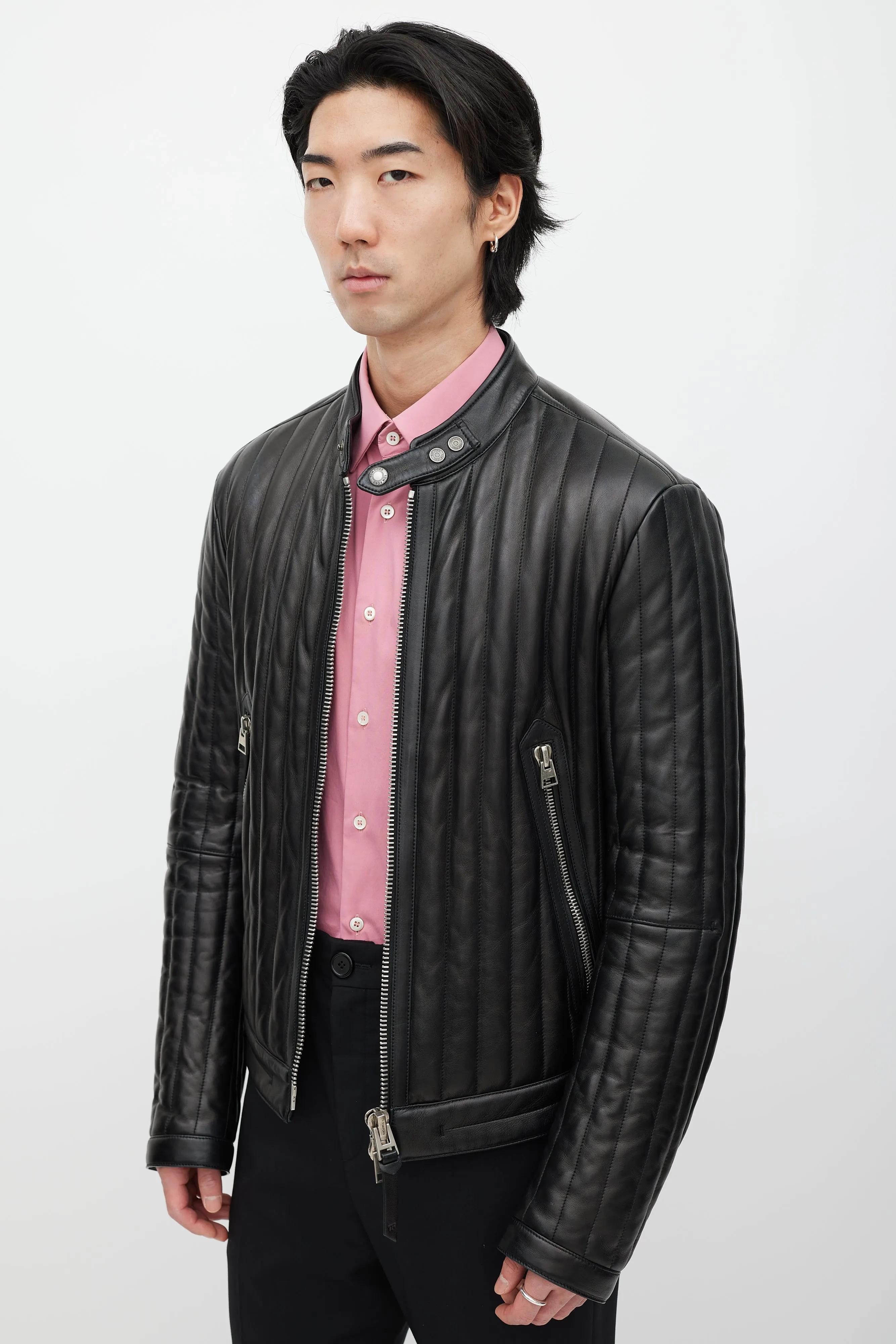 Black Quilted Leather Jacket