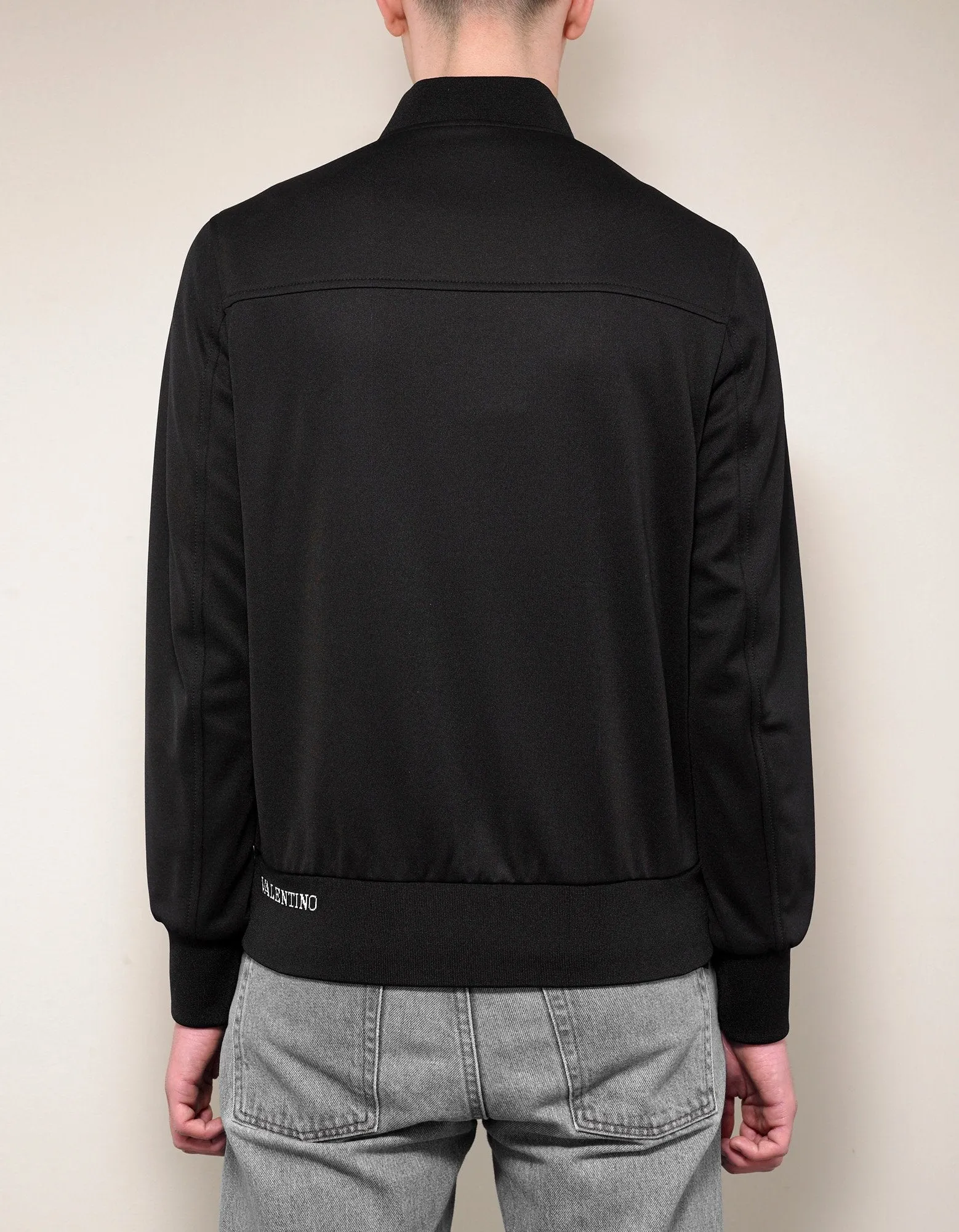 Black Track Jacket with Tonal Stripes