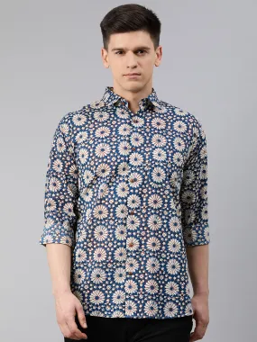 Blue Cotton Full Sleeves Shirts For Men-Mmf024