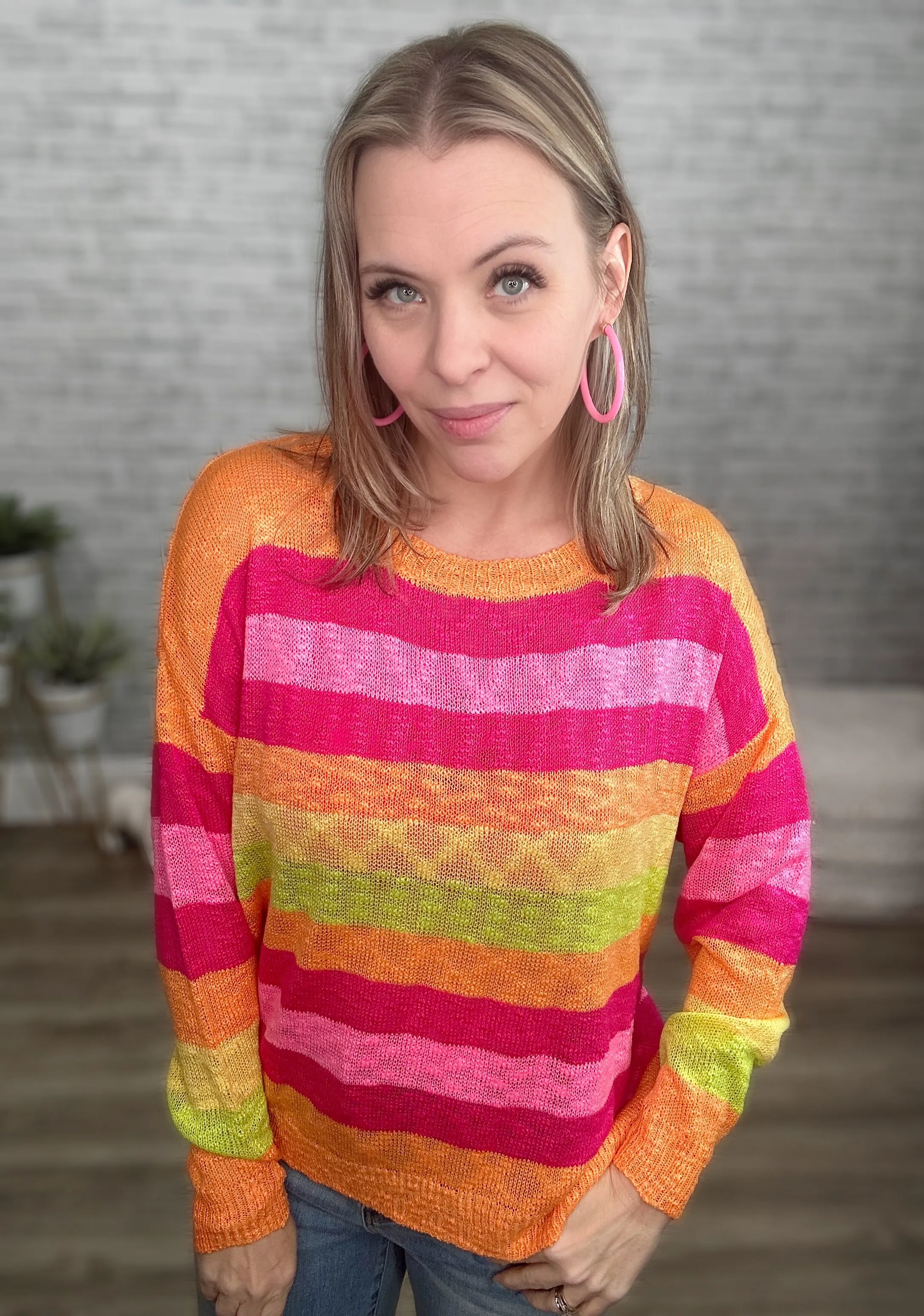 Bright Stripes Lightweight Summer Sweater