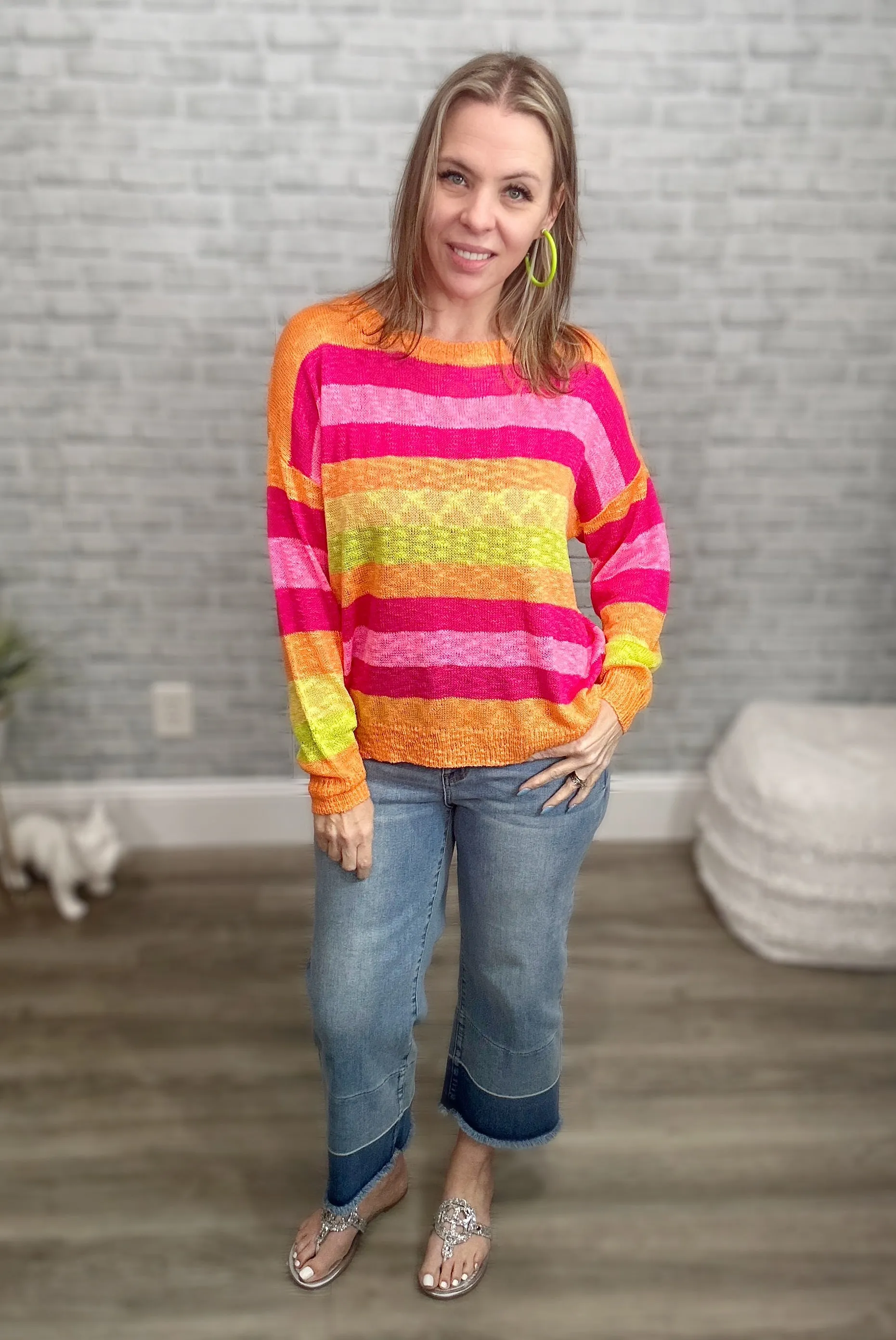 Bright Stripes Lightweight Summer Sweater