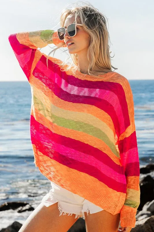 Bright Stripes Lightweight Summer Sweater