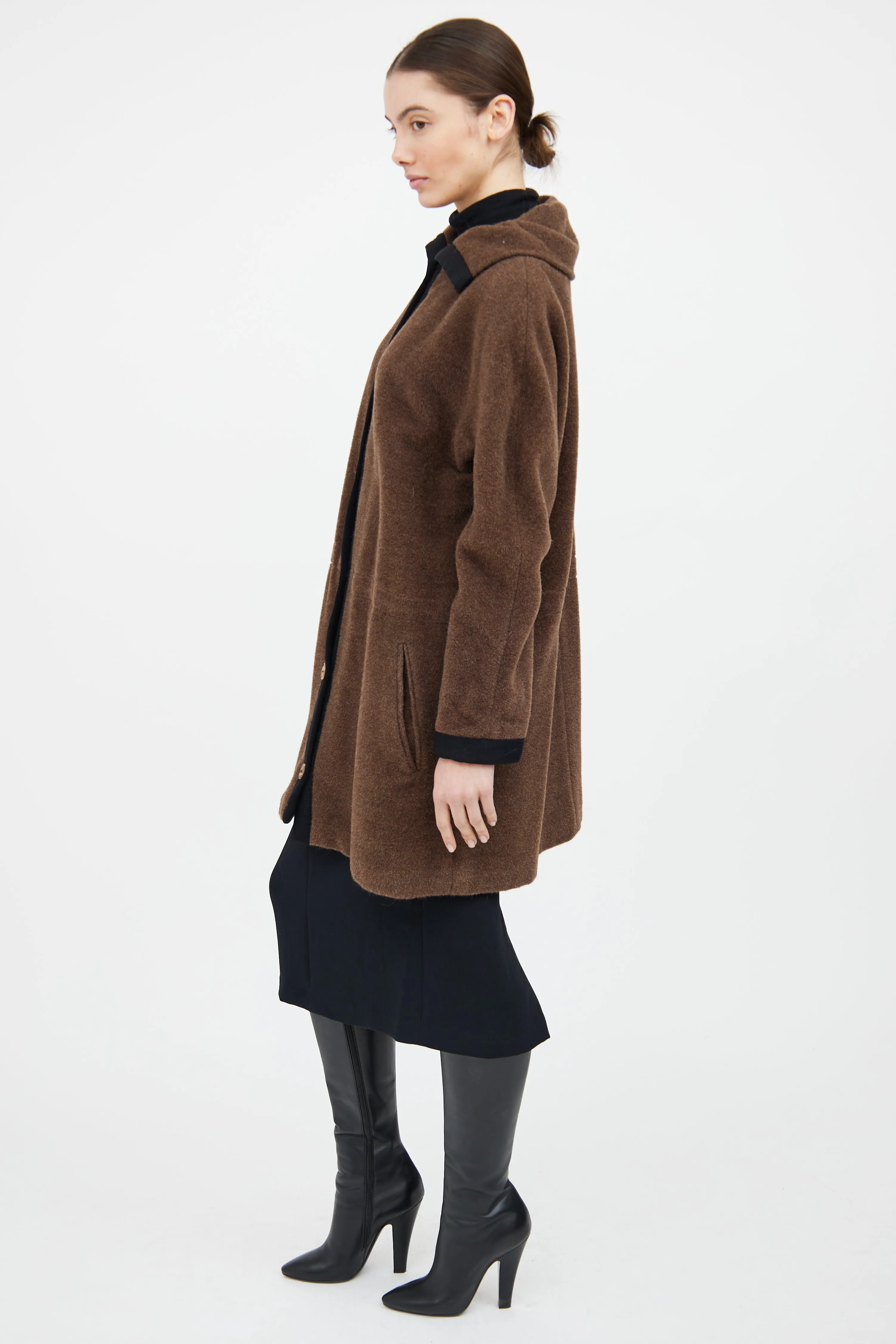 Brown & Black Mohair Blend Coat