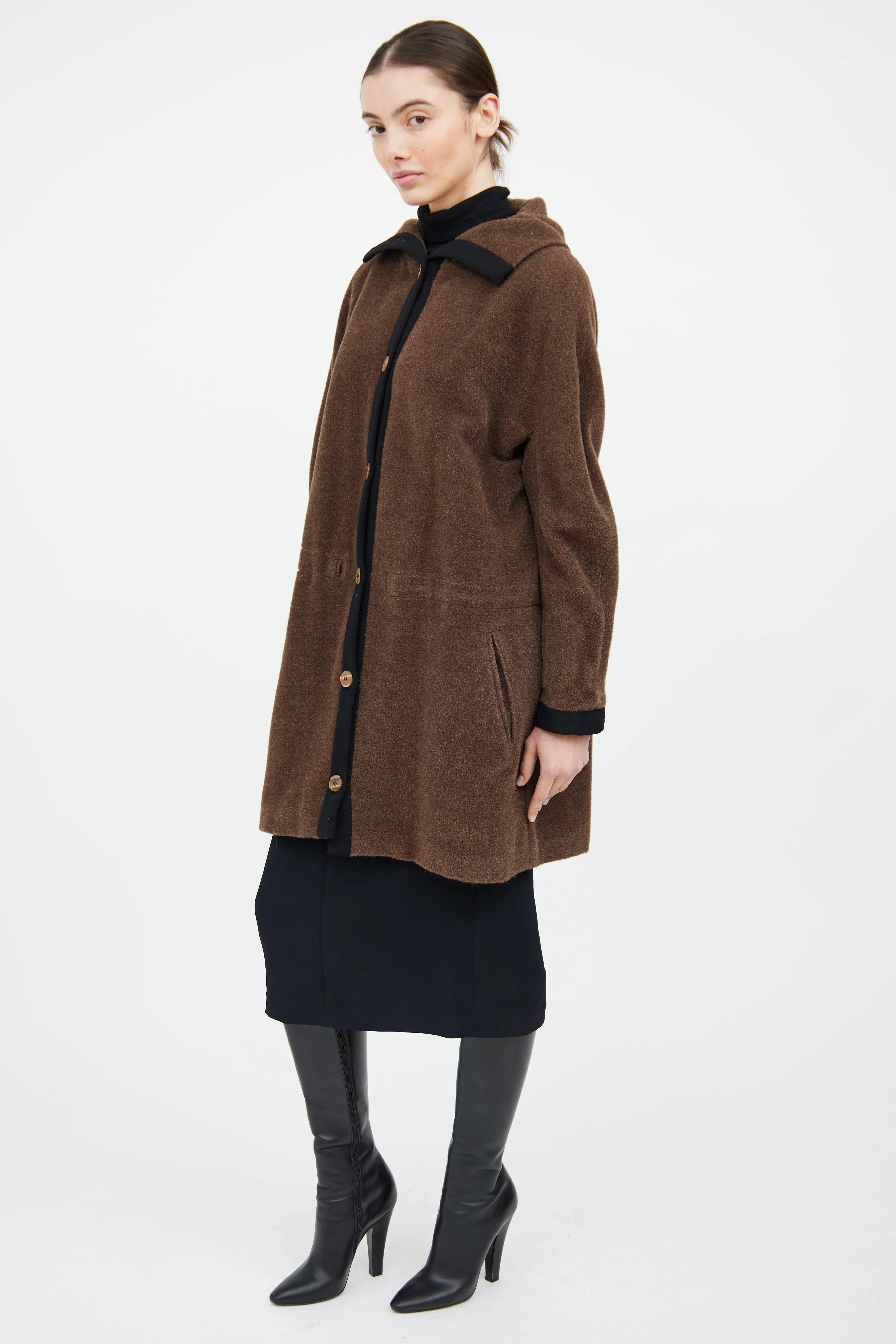 Brown & Black Mohair Blend Coat