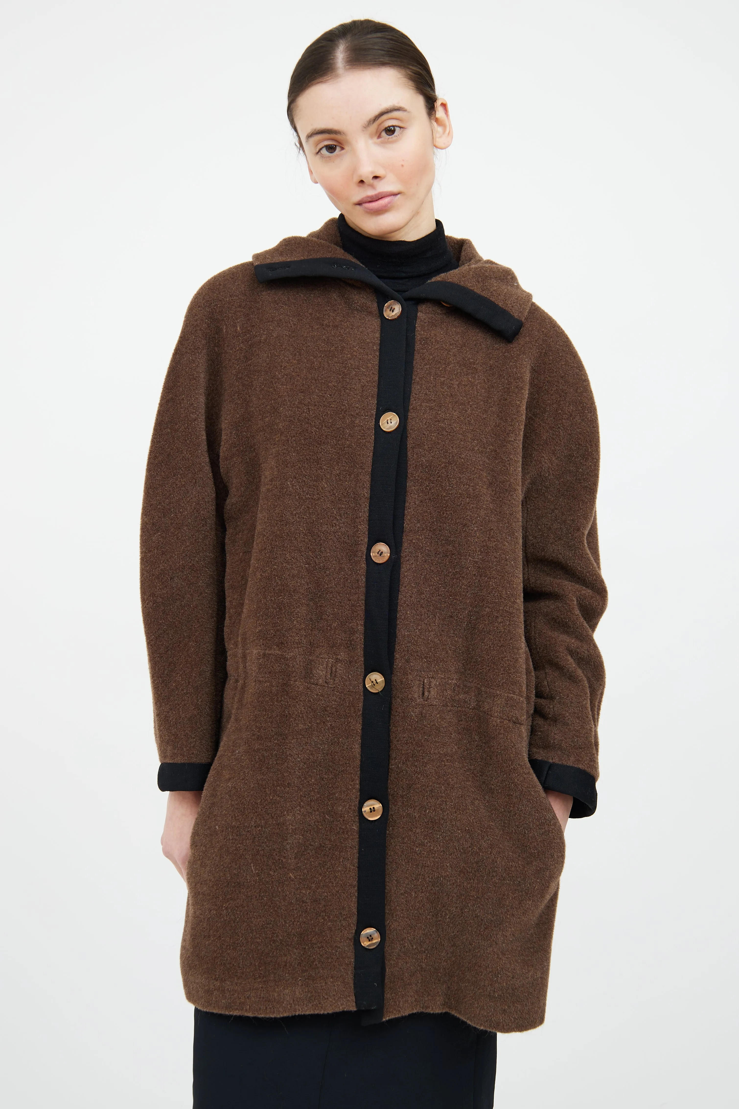 Brown & Black Mohair Blend Coat