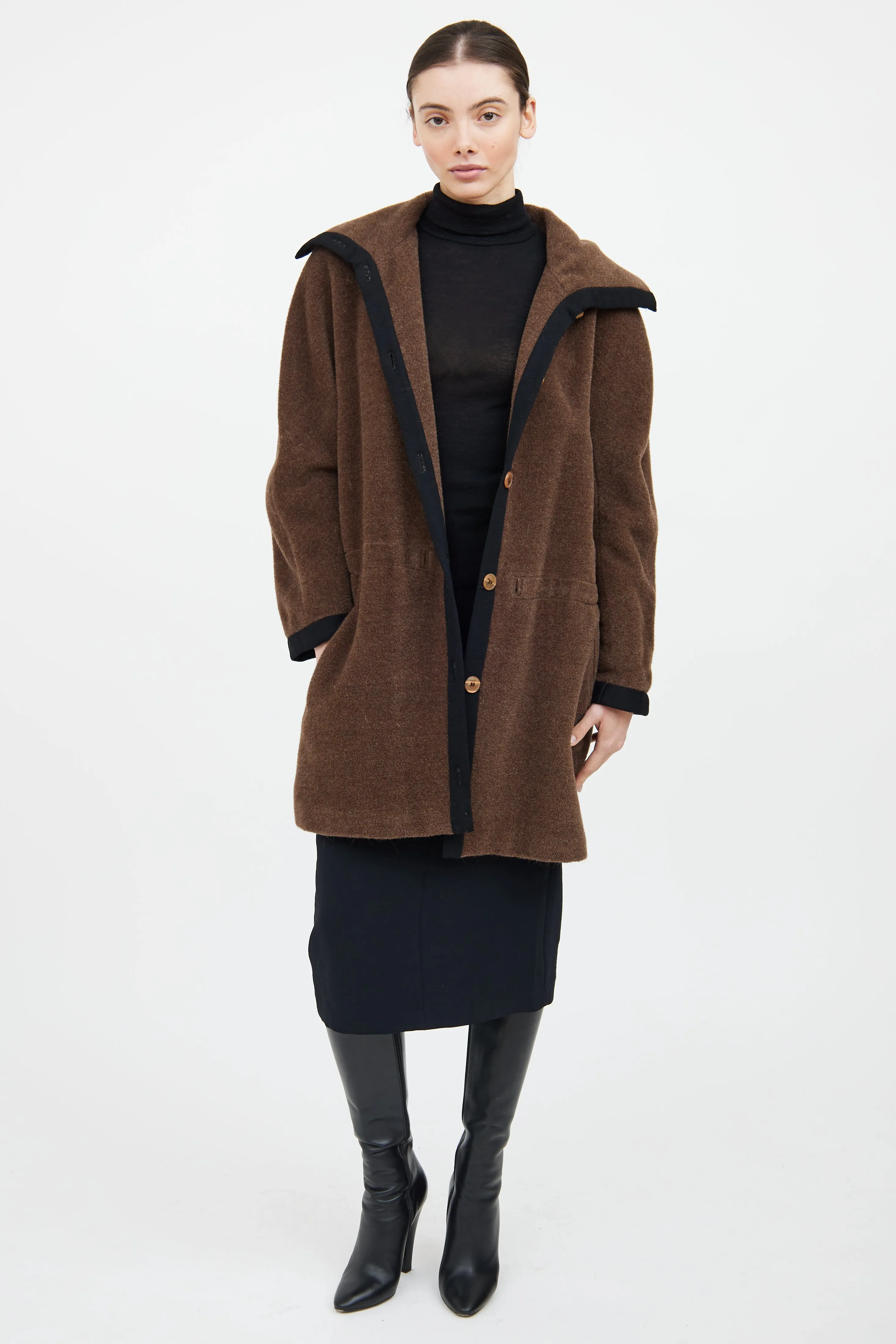 Brown & Black Mohair Blend Coat