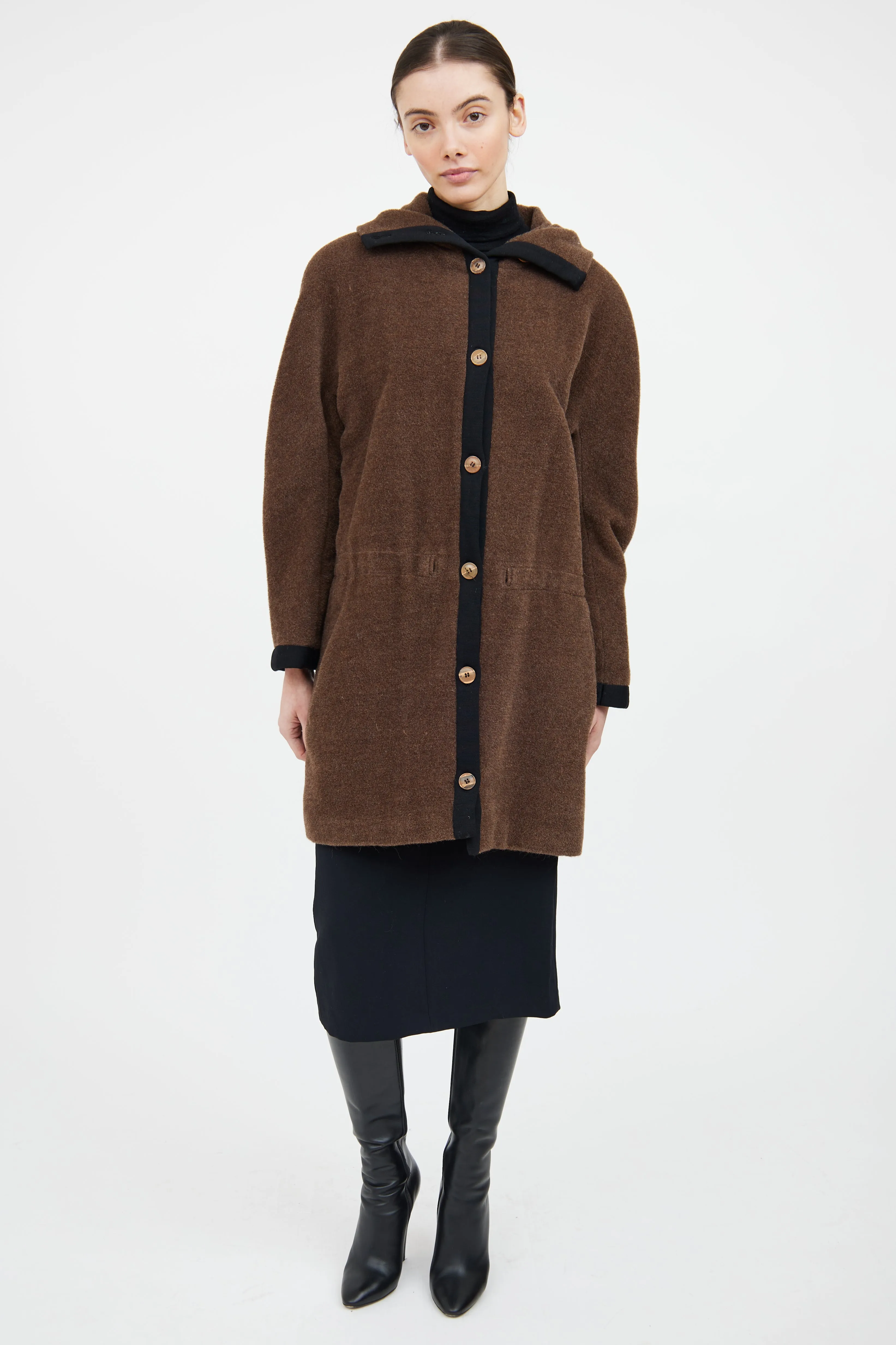 Brown & Black Mohair Blend Coat