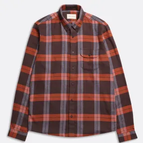 Brown Burnt Orange Larry Cotton Check Shirt