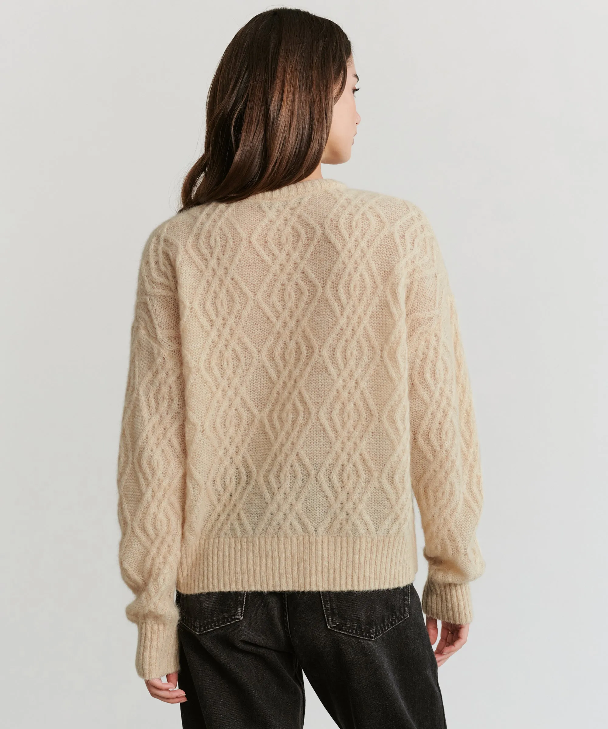 Cable Crewneck Cardigan