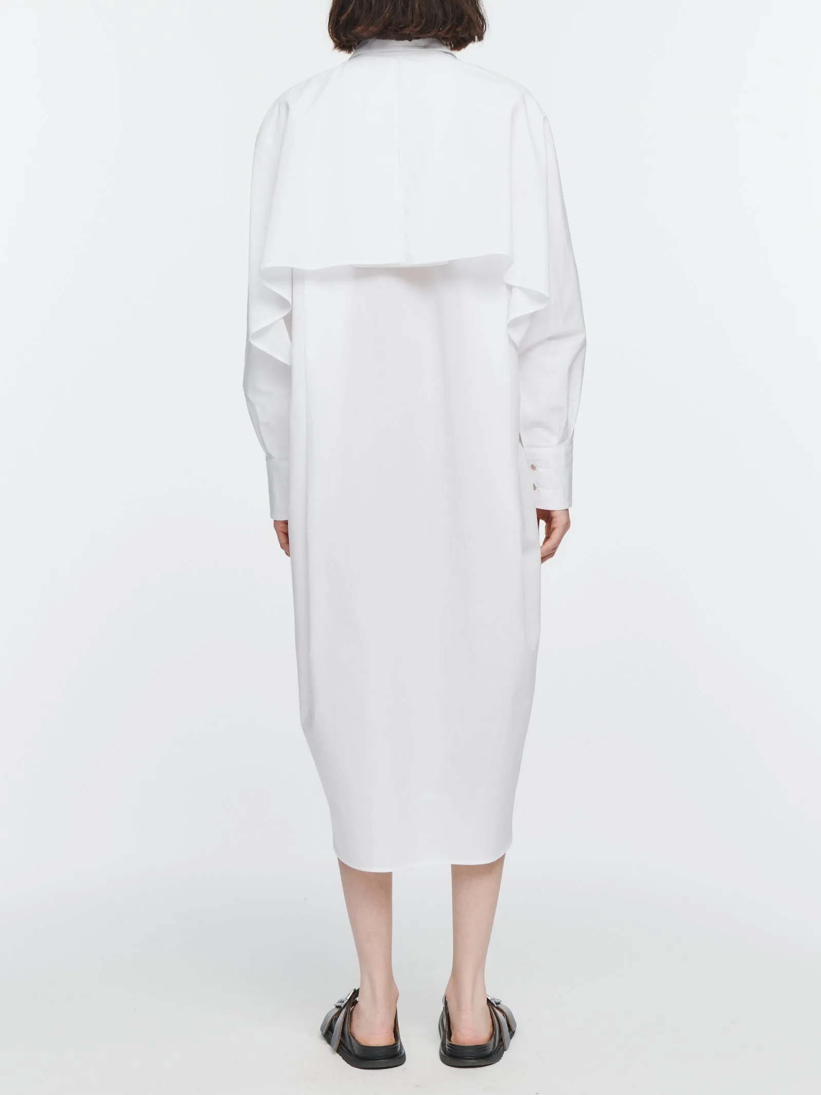 Cape Shirt Dress in White