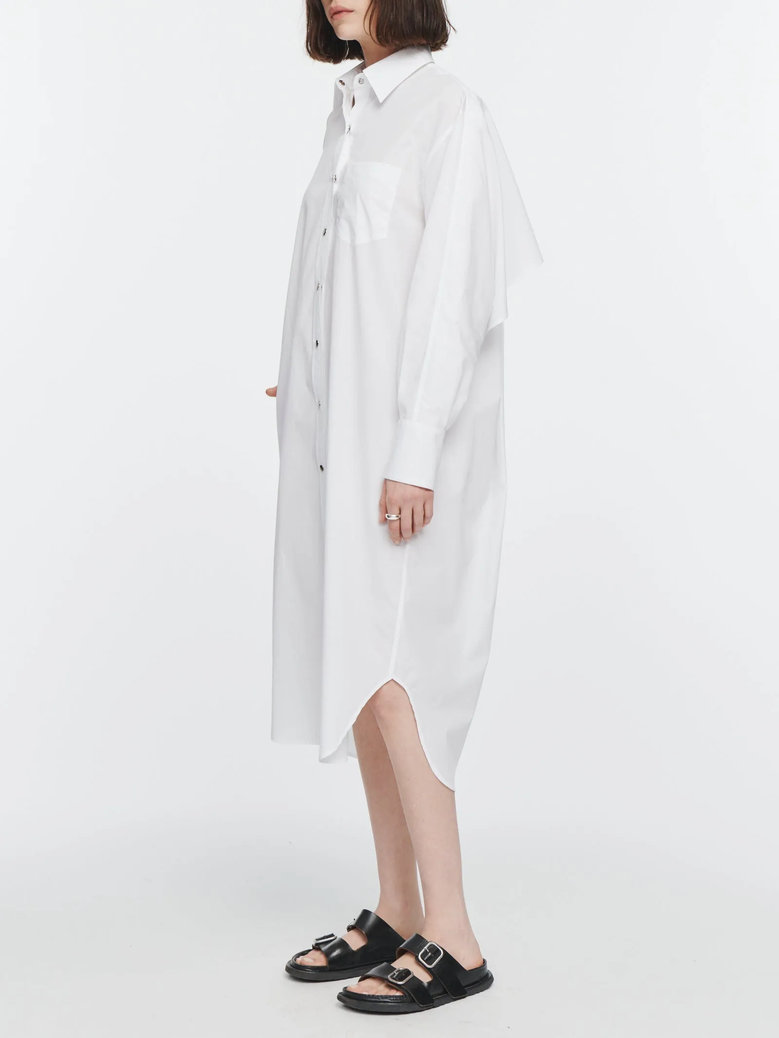 Cape Shirt Dress in White