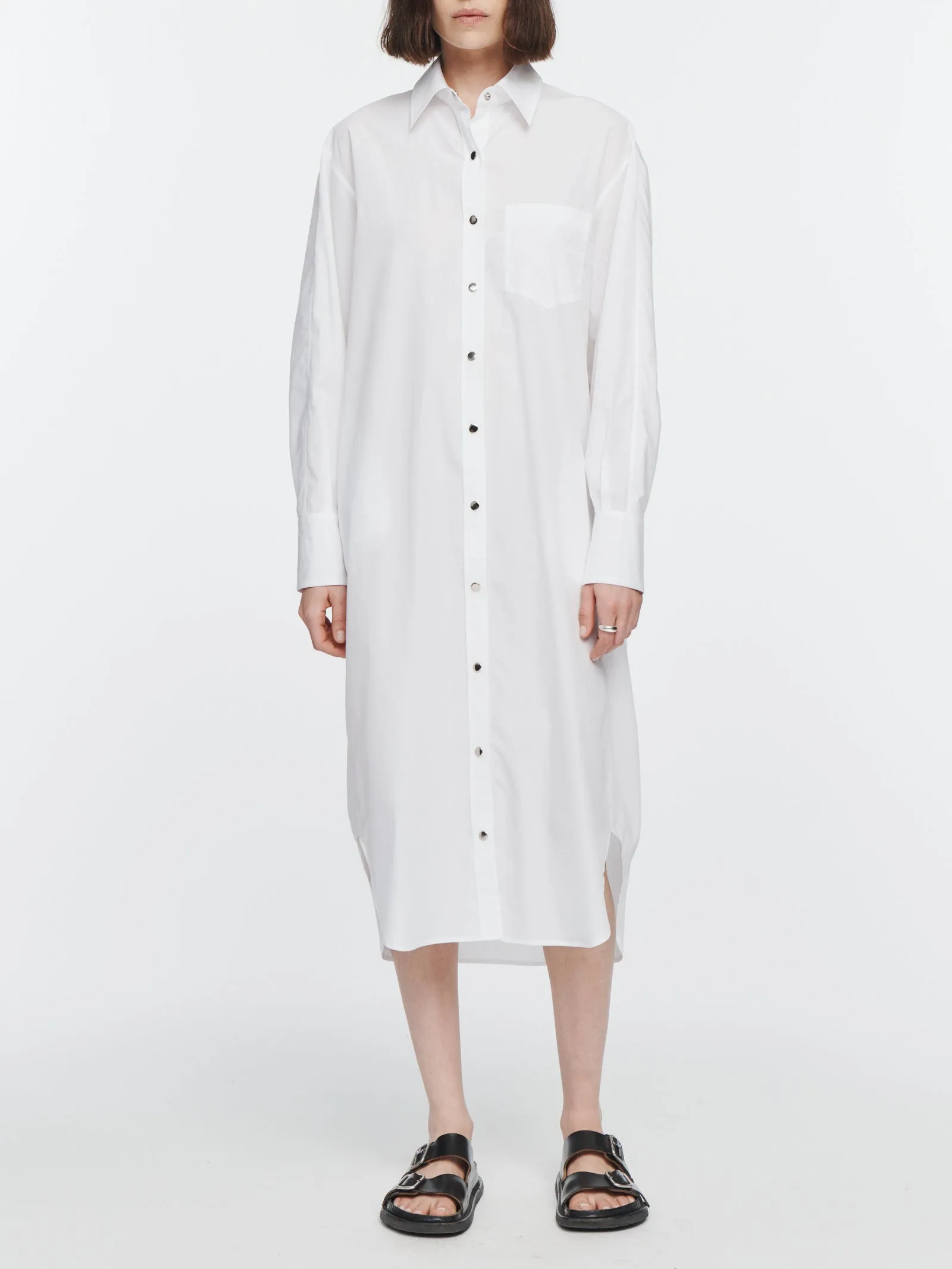 Cape Shirt Dress in White