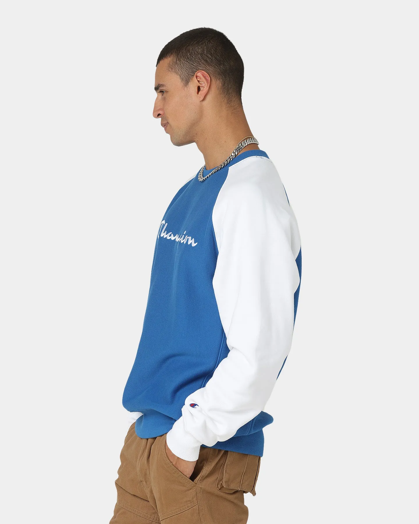 Champion Reverse Weave Raglan Crew Living In Blue